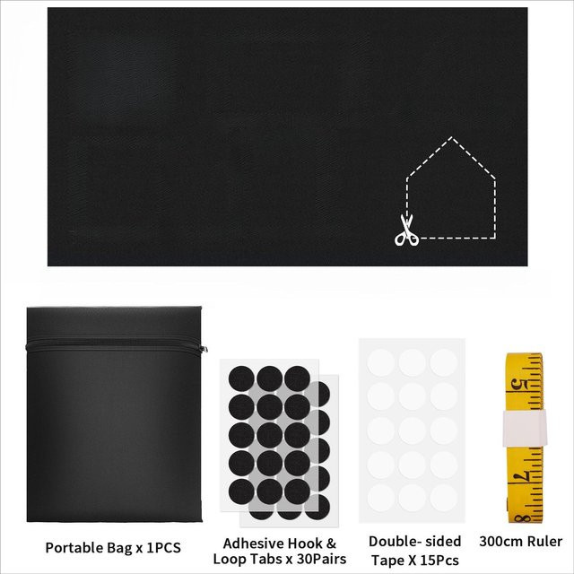 Verdunkelndes Rollo aus Polyester in Schwarz, thermisch isolierend und selbstklebend, B: 150 cm, H: 300 cm - Bild 1