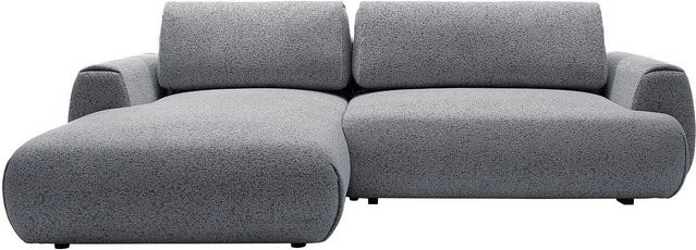 Vente-unique Schlafsofa Monelia in Grau, L-Form mit meliertem Stoff - Bild 1