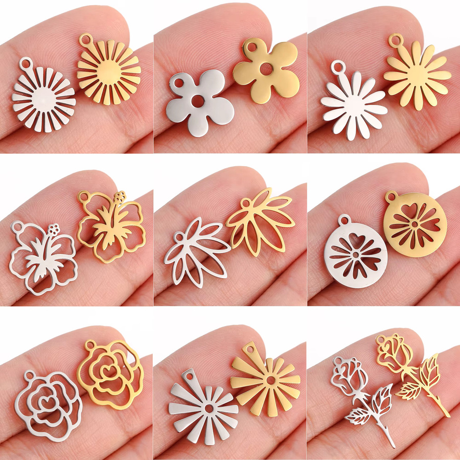 DOOYIO Charms, Sonne Blume Rose Blume, Gold Farbe, Unisex - Bild 2