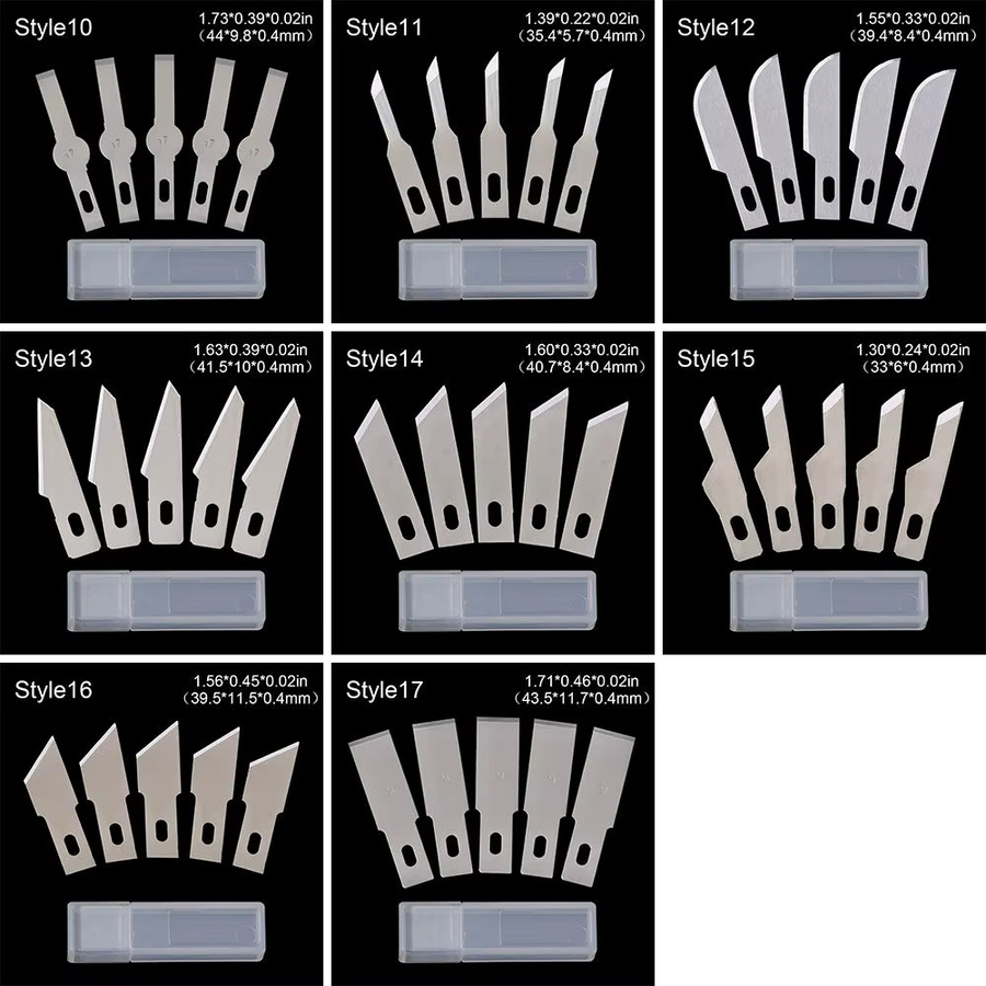5-teiliges Bastelmesser-Set aus Stahl in Silber mit 10 Ersatzklingen für Mobiltelefon-Reparatur und PCB-Arbeiten - Bild 3