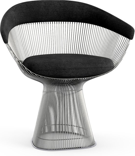 Knoll International Platner Side Armlehnstuhl in Schwarz und Gold mit Stahldrähten - Bild 1