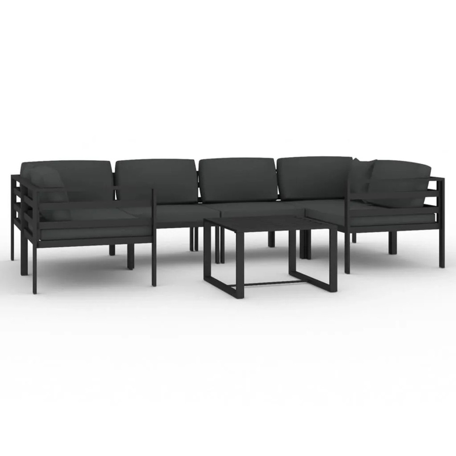 vidaXL 7-tlg Garten-Lounge-Set aus Aluminium in Anthrazit mit Polsterkissen und L-Form - Bild 2