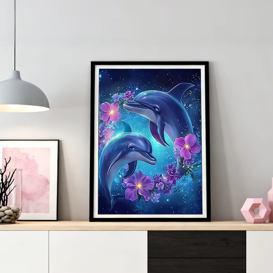 HUACAN Diamond Painting Set, Delfin Tier Fantasie, Bunt / Mehrfarbig - Bild 2