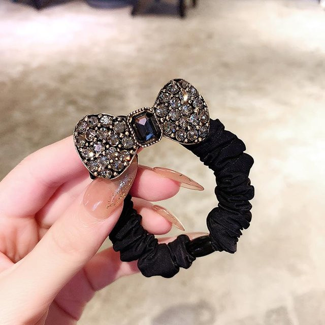 Haarring elastisch, Strass, schwarz, Damen, Mädchen - Bild 1