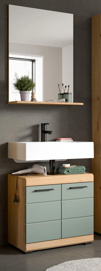 Inn.Furn Badmöbel Set Shawn 2-teilig in Grün und Eiche, Breite: 60 cm - Bild 3