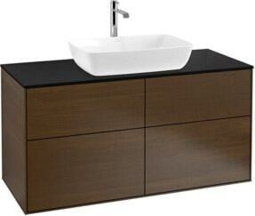 V&B Waschtischunterschrank Finion mit Wandbeleuchtung in Walnuss Veneer, Breite: 120 cm, Tiefe: 50,1 cm - Bild 1