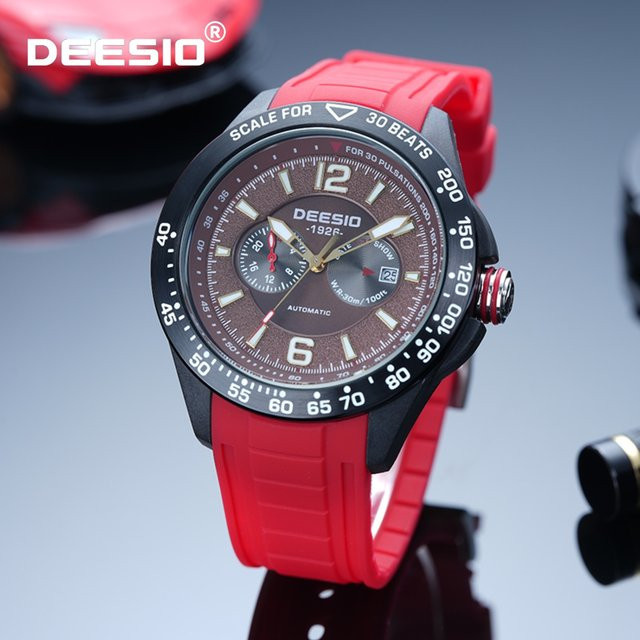 Deesio Armbanduhr Automatik, Carbon Fiber, Kautschukband, Herren, Schwarz - Bild 1