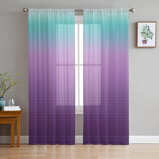 A Family Of Home Textiles Tüllvorhang Chiffon mit Farbverlauf in Grau und Schwarz, transparent, 2er-Set, Breite: 135 cm, Höhe: 137 cm - Bild 1