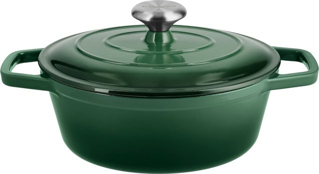 SILVERCREST Premium Gusseisenbräter aus emailliertem Gusseisen in Grün, Durchmesser: 24 cm - Bild 1