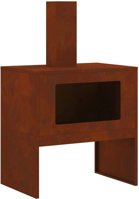 vidaXL Feuerstelle Chiminea aus wetterfestem Stahl in Braun mit Schornstein, B/T/H: 60 x 40 x 96 cm - Bild 1