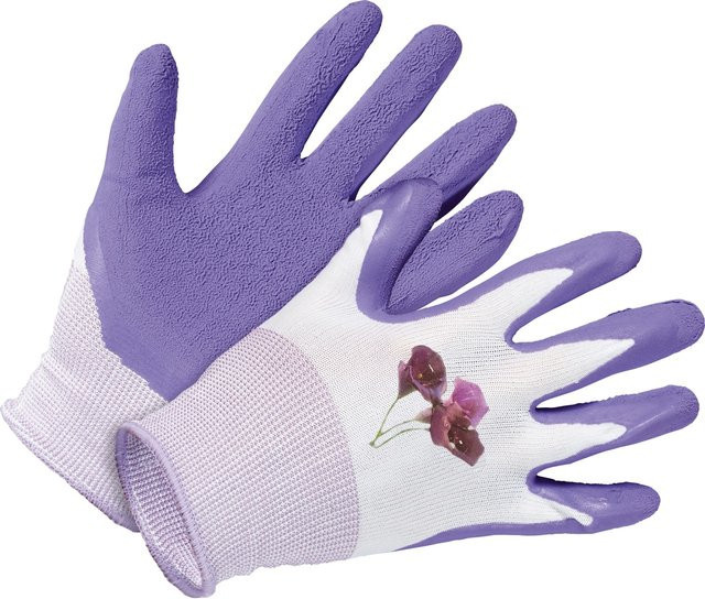 LUX-TOOLS Gartenhandschuh aus Latex und Nylon in Lila, Größe 9 - Bild 1