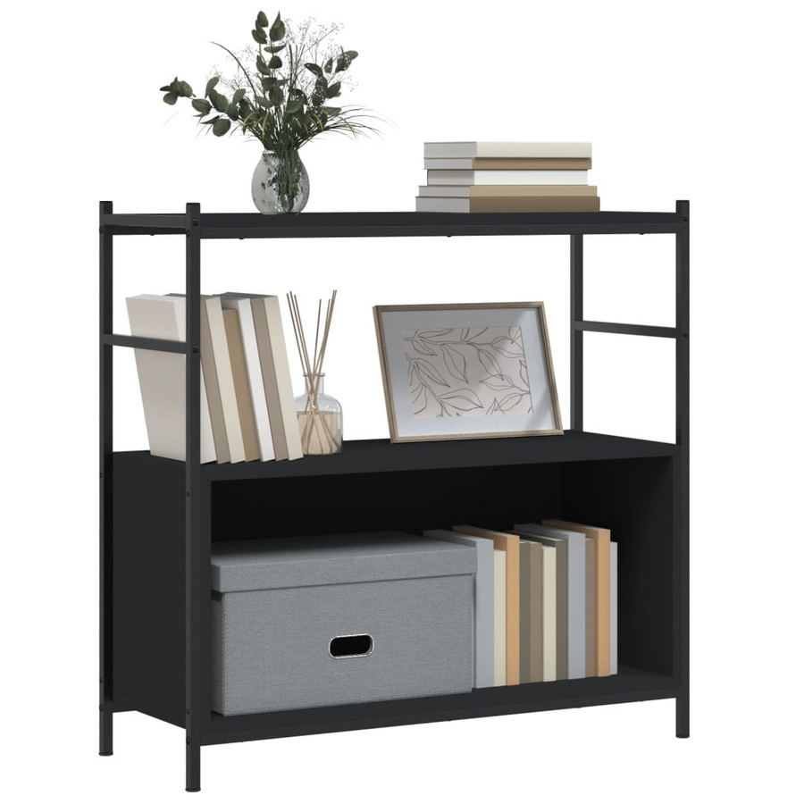 vidaXL Bücherregal im Industrie-Stil aus Holzwerkstoff und Eisen, Schwarz, B/T/H: 80 x 30 x 78,5 cm - Bild 4