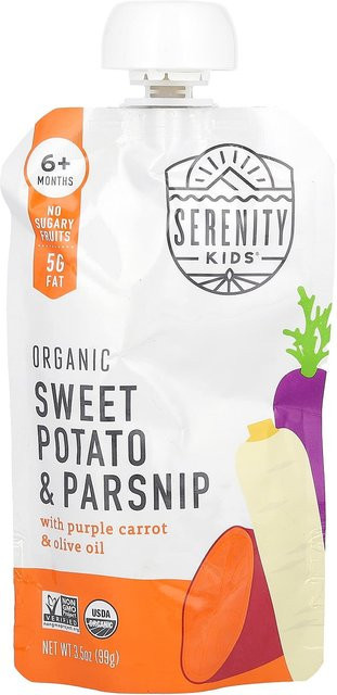 Serenity Kids Bio Süßkartoffeln Pastinaken lila Karotten Olivenöl 99 g - Bild 1
