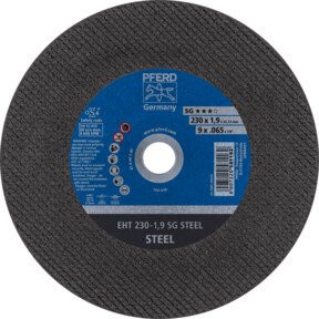 PFERD Trennscheibe EHT Leistungslinie SG STEEL für Stahl, Farbe: Grau, Durchmesser: 230 mm, Dicke: 2,3 mm, Bohrung: 22,23 mm - Bild 1