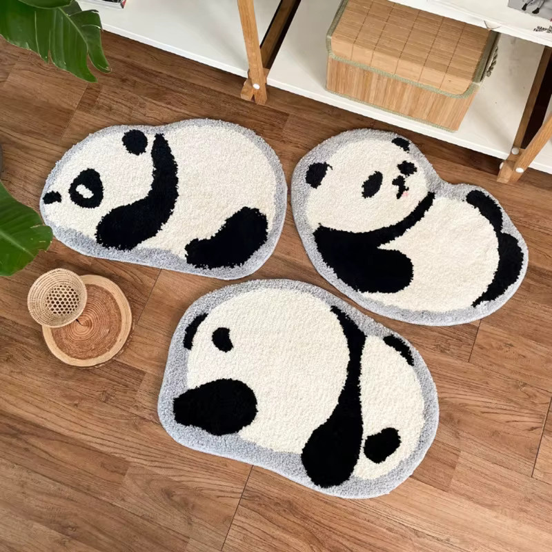 VIKAMA Panda-Teppich in Weiß, weich und rutschfest, oval - Bild 2