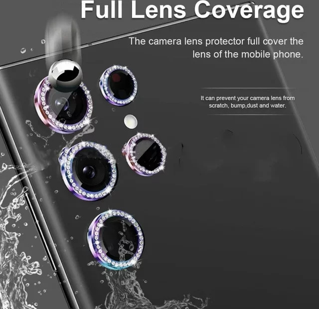 Diamant Kamera Glas Schutz für Samsung S25 Ultra und Galaxy S24 Ultra mit Metall Glitter Effekt in Purple - Bild 1