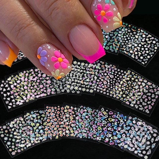 MingLee Nagelaufkleber, Bunte Blumen, Glänzend - Bild 1