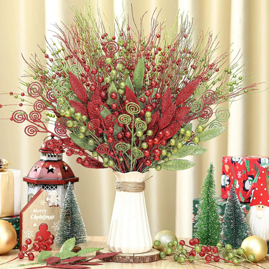 MENGHAO 16-teiliges Set Künstliche Beeren-Bouquets als Weihnachts- und Silvesterdekoration in Mehrfarbig - Bild 2