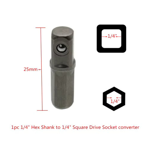 DAZZLEEX Schlagschraubendreher-Adapter 1/4-Zoll-Vierkantantrieb auf 1/4-Zoll-Sechskantschaft, Schnellwechsel-Spannfutter und Bohreradapterhalter in Silber - Bild 2
