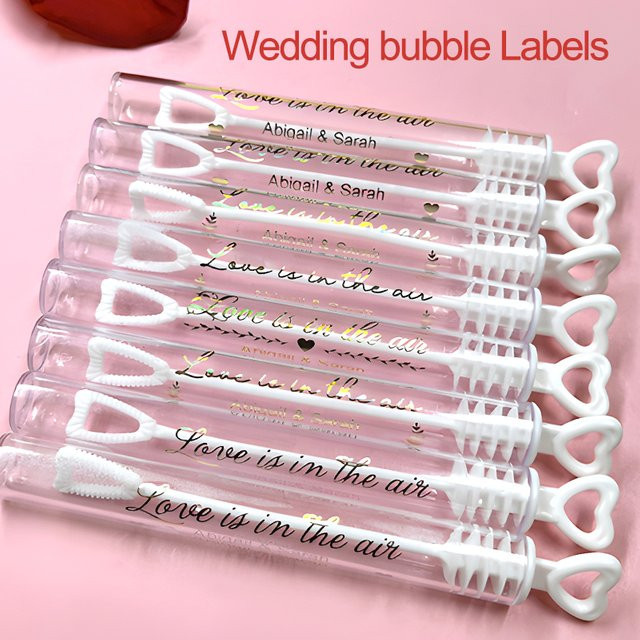 Personalisierte Goldfolien-Blasenaufkleber in Transparent, wasserfeste Etiketten für Hochzeit und Events, Breite: 2 cm, Höhe: 5 cm - Bild 1