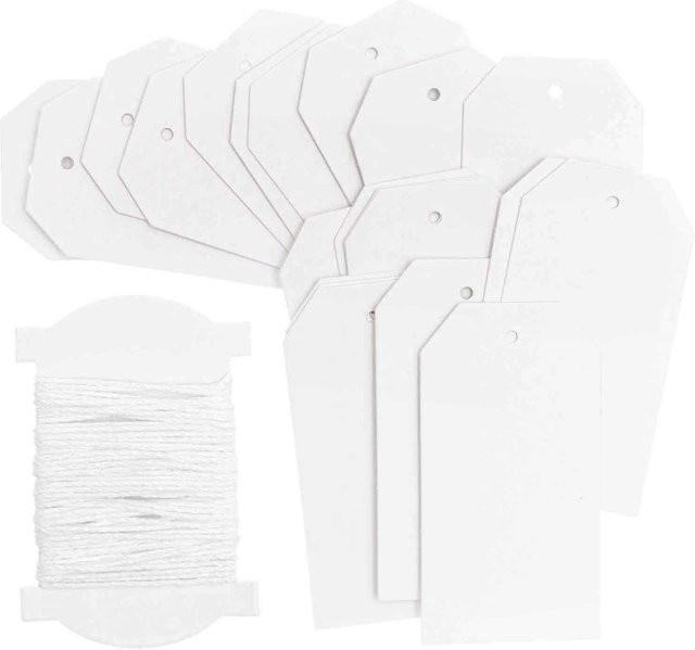 Rico Design Paper Poetry Papieranhänger weiß, 24 Stück, B: 3,5 cm, H: 6,0 cm - Bild 1
