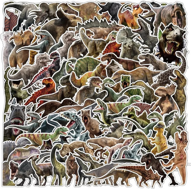 Jurassic Park Dinosaurier-Aufkleber, 50-teiliges Set, wasserfest, multicolor - Bild 1