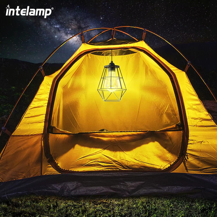 Intelamp Solar-Pendelleuchte mit 4000mAh Akku, schwarzer Metallkorb, Solar-Kronleuchter mit 5m Kabel für Garten, Hof und Pavillon - Bild 8