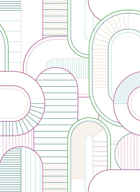 Coordonne Carta da parati Pacifica Klebetapete mit geometrischem Retro-Design in Grün und Creme - Bild 1
