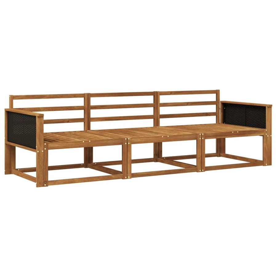 vidaXL Outdoor-Sofagarnitur aus Massivholz Akazie in Braun, 5-teiliges Set mit 3 Mittelsesseln und 2 Armlehnen im Lamellen-Design - Bild 2