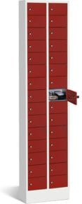 C+P Kleingefachschrank Intro mit 30 Fächern, Front Rubinrot, Korpus Lichtgrau, H: 195,0 cm, B: 46,0 cm, T: 20,0 cm - Bild 1