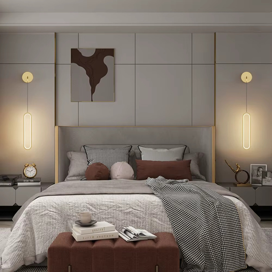 Moderne LED-Wandleuchte von OSABO in Gold/Messing für Wohnzimmer, Schlafzimmer und Flur - Bild 3