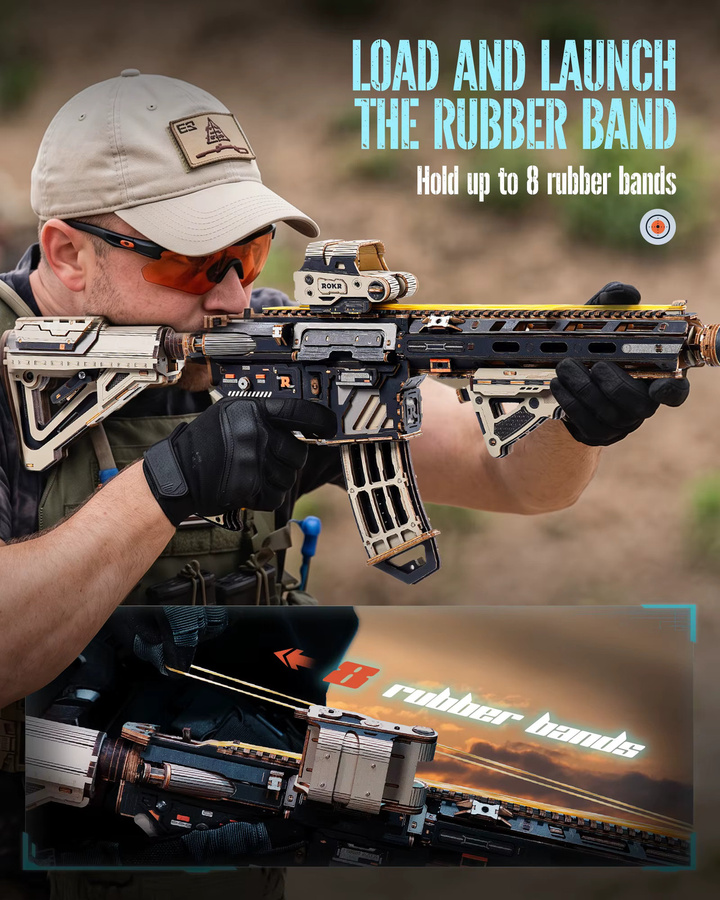 ROBOTIME ROKR Justice Guard M416 Karabiner, 3D Mechanisches Puzzle, Taktisches Modell Bausatz, ab 14 Jahren - Bild 4