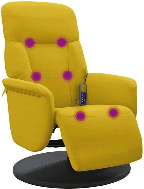 vidaXL Relaxsessel mit ausklappbarer Fußstütze aus gelbem Samt - Bild 1