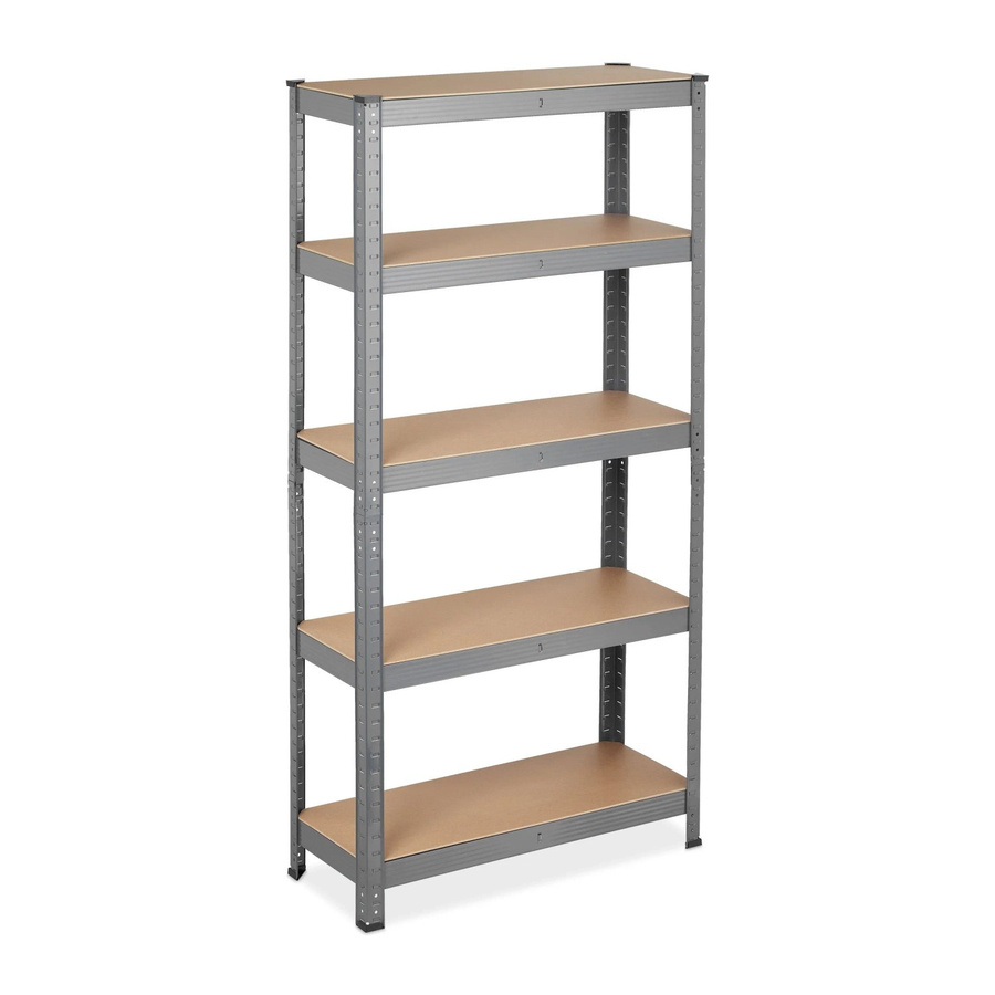 Relaxdays Schwerlastregal aus Stahl und MDF in Grau mit 5 Ebenen, höhenverstellbar und teilbar, H: 150 cm, B: 75 cm, T: 30 cm - Bild 2