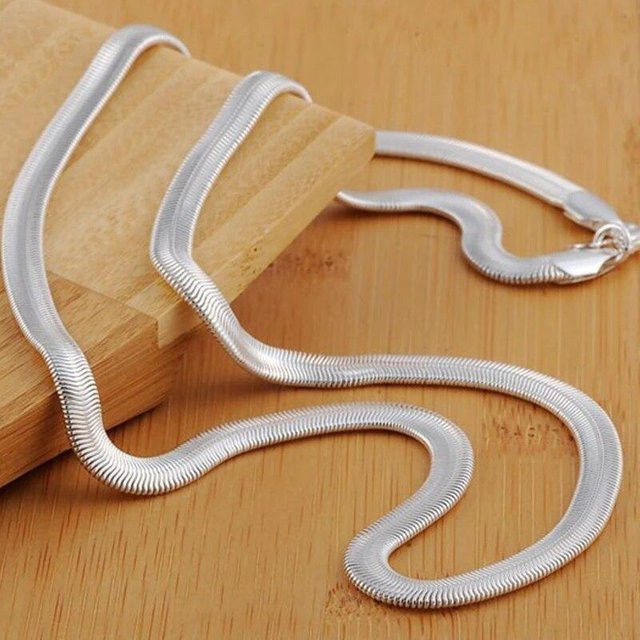 Wucifang Jewelry Halskette 925 Silber, Schlangenkette, 55cm, Unisex - Bild 1