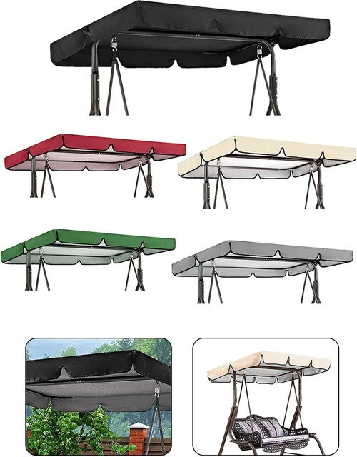 Wasserdichte Garten-Schaukelmarkise als Baldachin-Dach für Outdoor-Schaukelstühle in Beige und Multicolour - Bild 1