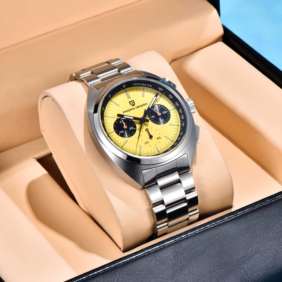 PAGANI DESIGN Chronograph, Quarz, Edelstahl, Gold, Weiß, Herren - Bild 3