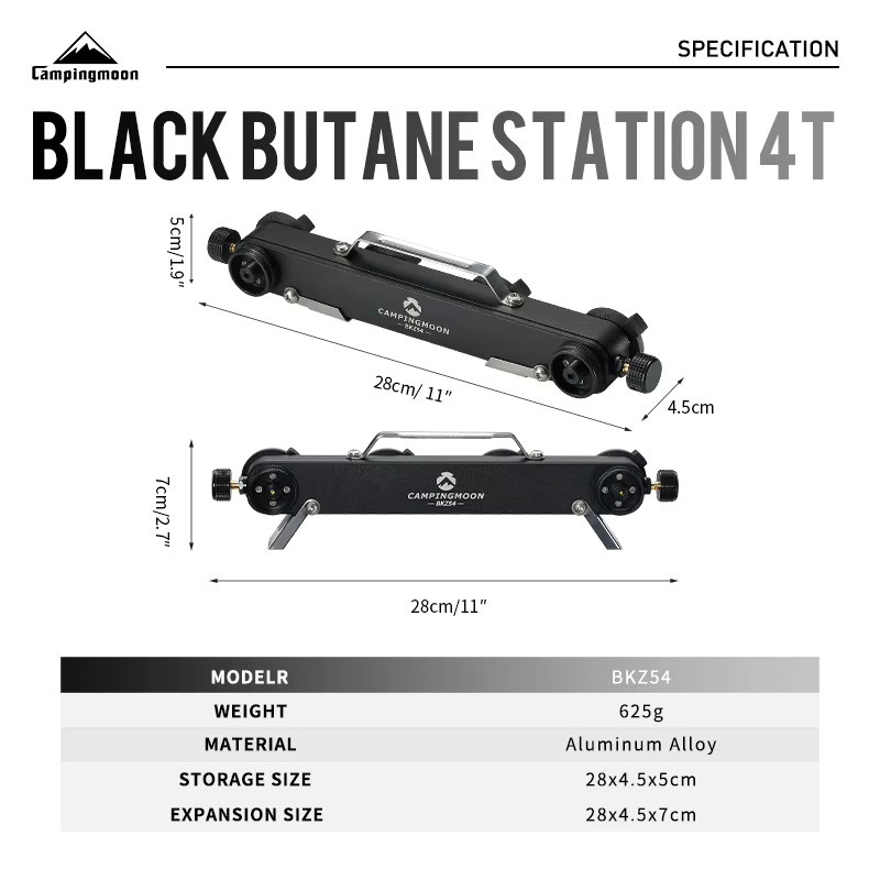CAMPINGMOON BKZ54 Gasadapter für Butan-Gasherde in Schwarz zum Nachfüllen von Gastanks - Bild 2
