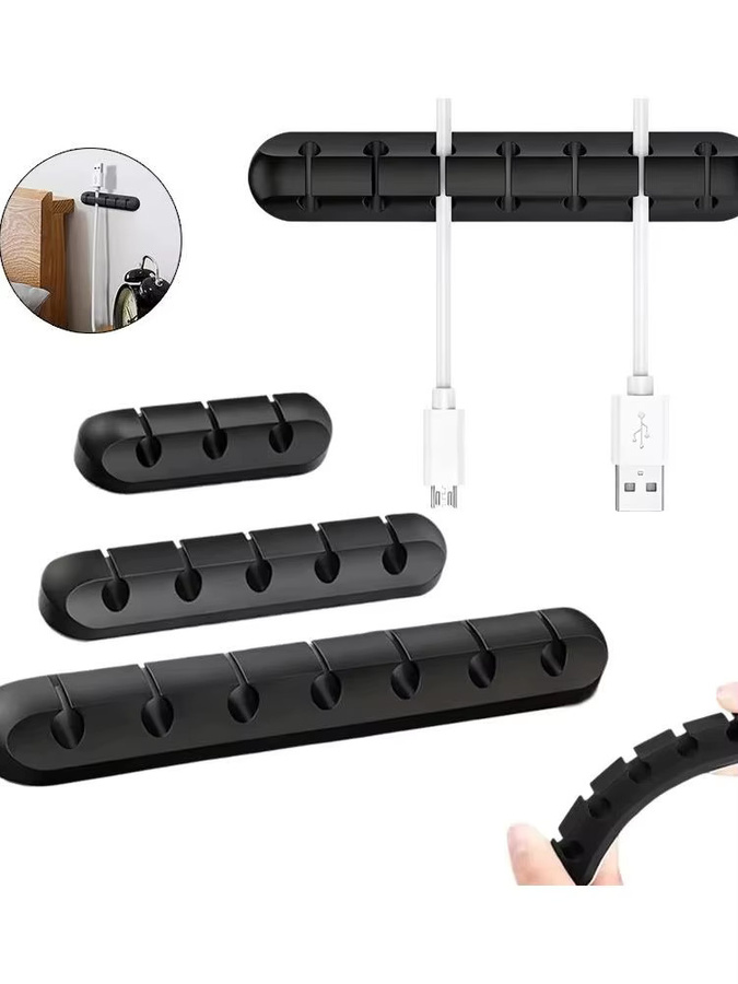 VORTNGLE Kabel-Organizer aus Silikon in Schwarz, selbstklebende Kabelwickler und Management-Clips für USB-Ladekabel, Mauskabel, Tastaturkabel und Headset-Kabel - Bild 7