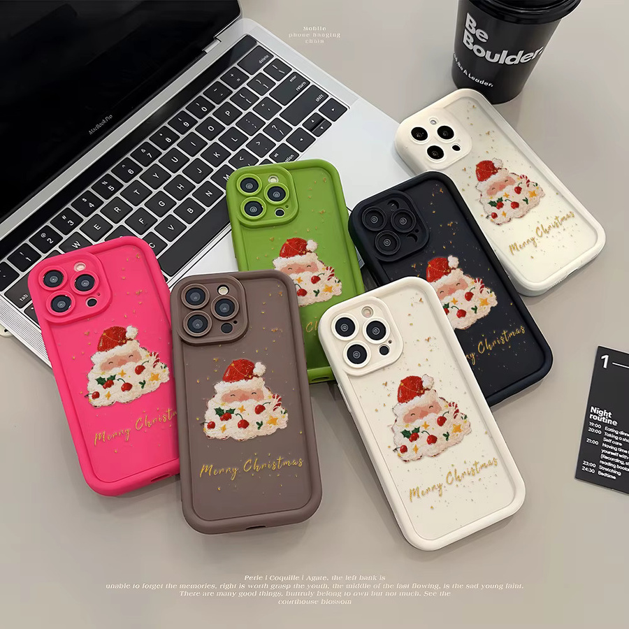 Weihnachten Santa Claus Stoßfeste Handyhülle für iPhone 11 12 13 14 15 16 17 Pro Max Air Plus mini in Schwarz - Bild 3