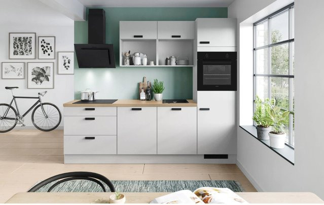 Impuls Küchen Küchenzeile IKZ1260A8 in Space Grey mit E-Geräten und Eiche-Nachbildung, Breite: 260 cm - Bild 1