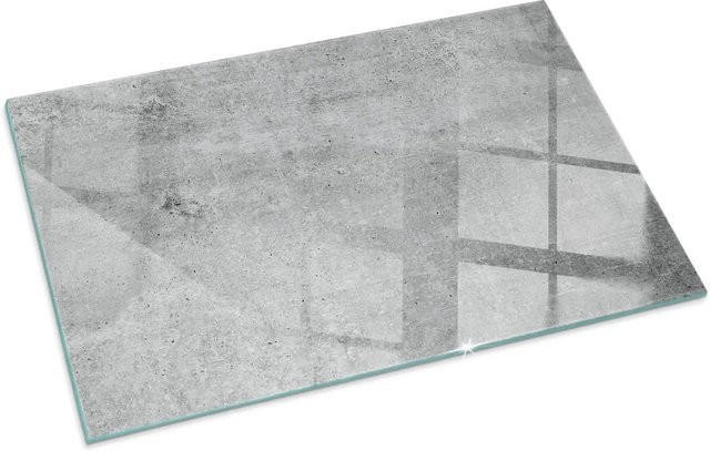 Tulup Glasplatte für Kamin in Grau mit Rohbetonstruktur, B x T: 100 x 70 cm - Bild 1