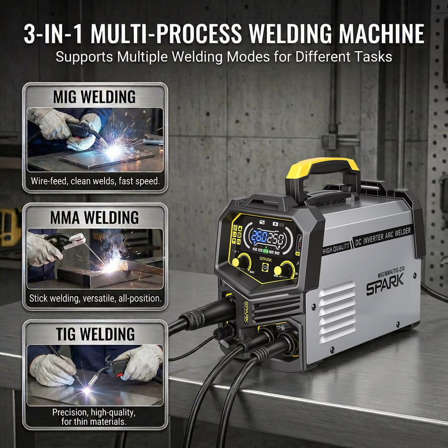 Betuyoo 3-in-1 Gasloses Schweißgerät MIG/MMA/Lift-TIG mit IGBT-Inverter-Technologie, 220V, 20-250A, tragbare Fülldrahtschweißmaschine mit LED-Digitalanzeige - Bild 3