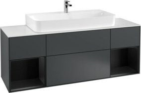 V&B Finion Waschtischunterschrank mit Wandbeleuchtung in Blau lackiert, Breite: 160 cm, Tiefe: 50,1 cm, Höhe: 50,1 cm - Bild 1