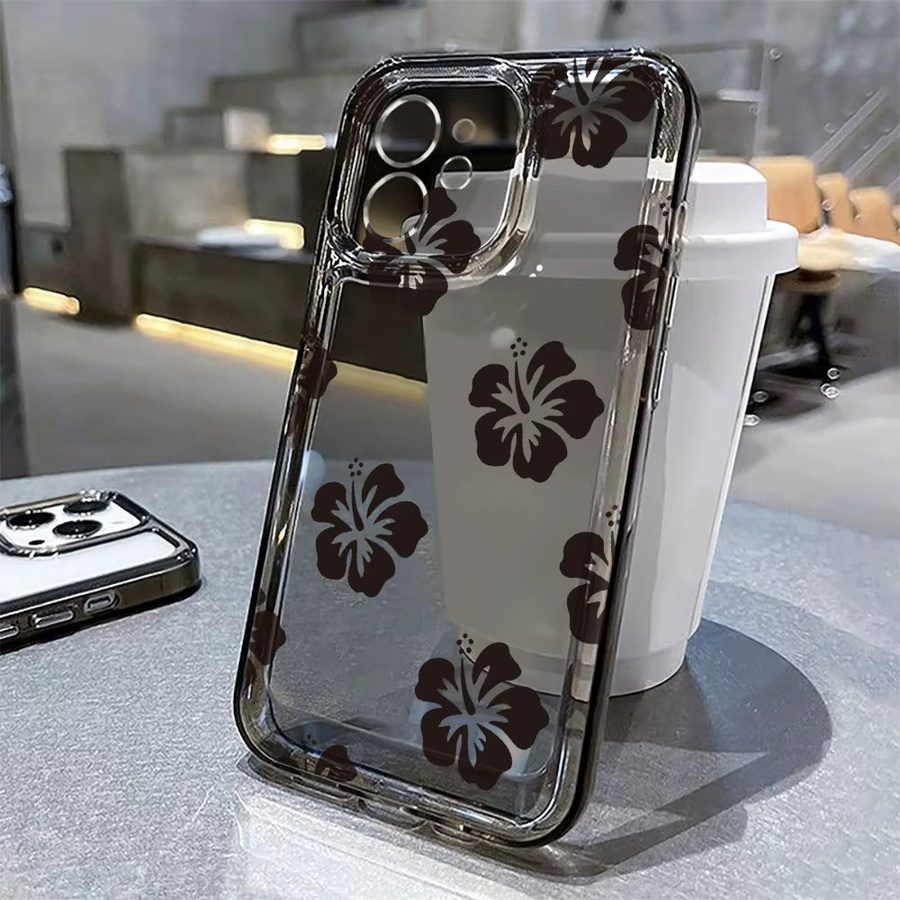 Transparente Handyhülle mit Blumenmuster für Apple iPhone 11, 12, 13, 14, 15, 16, 17 Pro Max und 17 Air, weiche Rückseite, Stoßfestes Design, Transparent - Bild 3