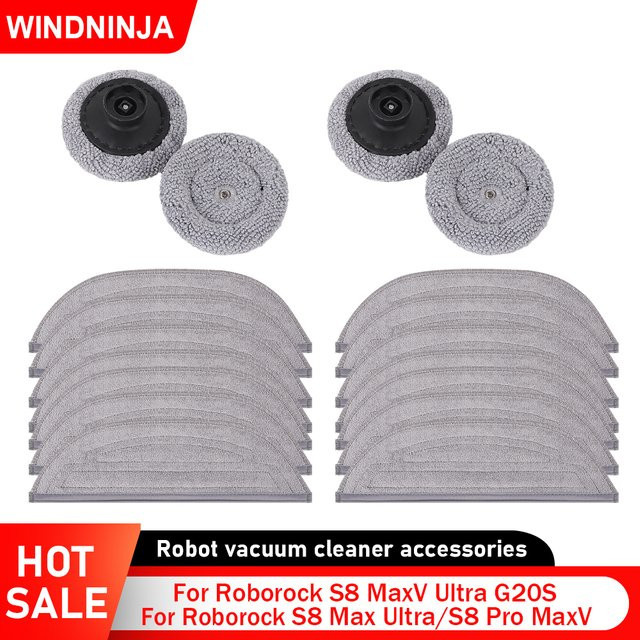 Waschbare Mopp-Tücher für Roborock S8 MaxV Ultra, S8 Max Ultra und G20S Roboterstaubsauger, Eckwisch-Pads in Grau - Bild 1