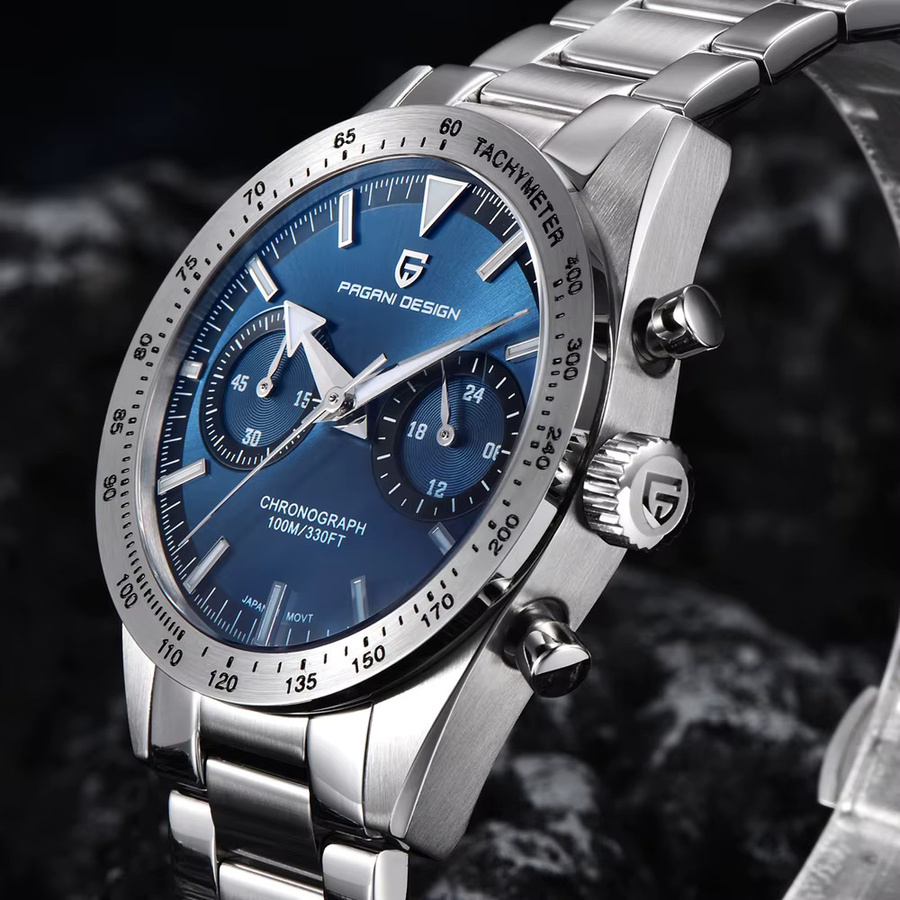 PAGANI DESIGN Chronograph, Quarz, Edelstahl, Blau, Saphirglas, Herren - Bild 4