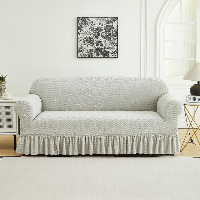 Rutschfeste und verdickte Einzelsitzsofa-Abdeckung aus Jacquard-Polyester in Grau - Bild 1