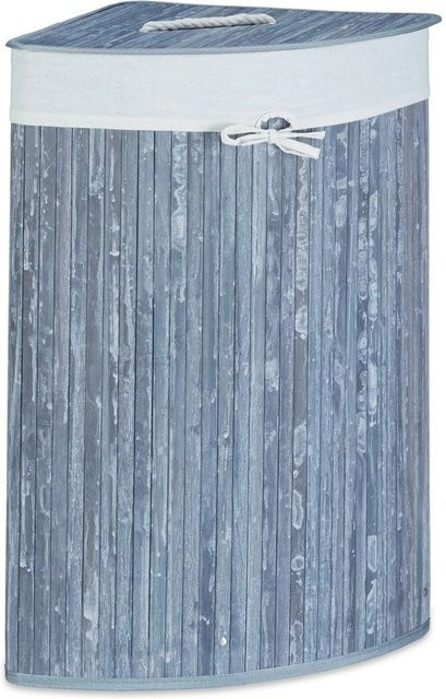 Relaxdays Eckwäschekorb aus Bambus mit Deckel, Grau, B: 65 cm, T: 49,5 cm, H: 37 cm - Bild 1