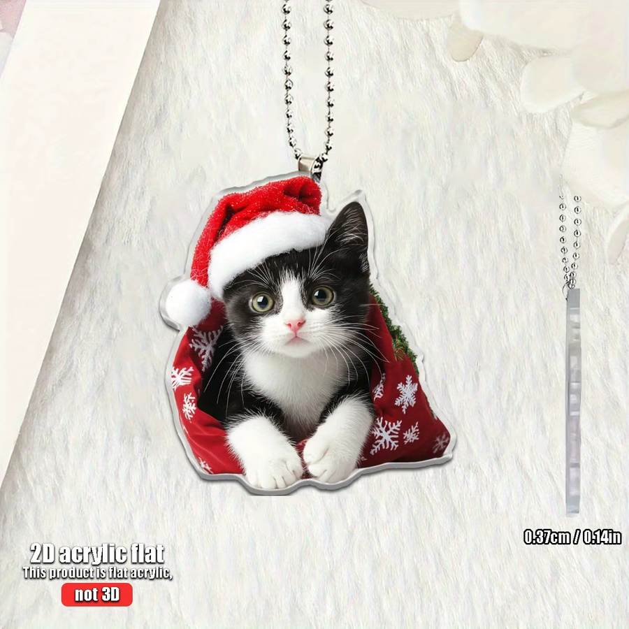 Weihnachtsbaum-Anhänger mit Katze im roten Umhang aus Acryl für deine Weihnachtsdekoration - Bild 7